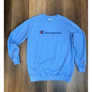 Vintage Champion Mens Blue Script Spellout Sweatshirt XLT Authentic Athleticwear